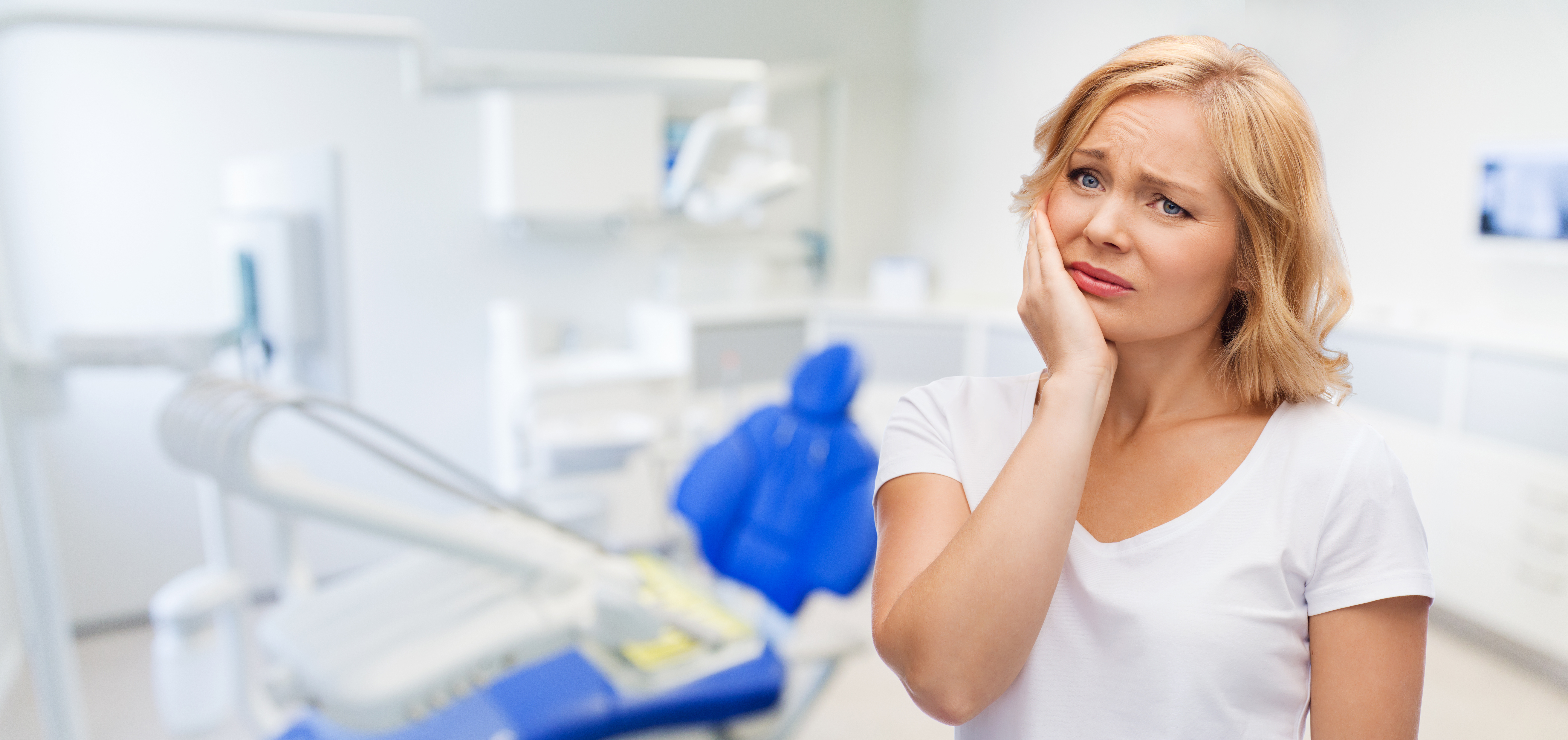 Woman with sore jaw
