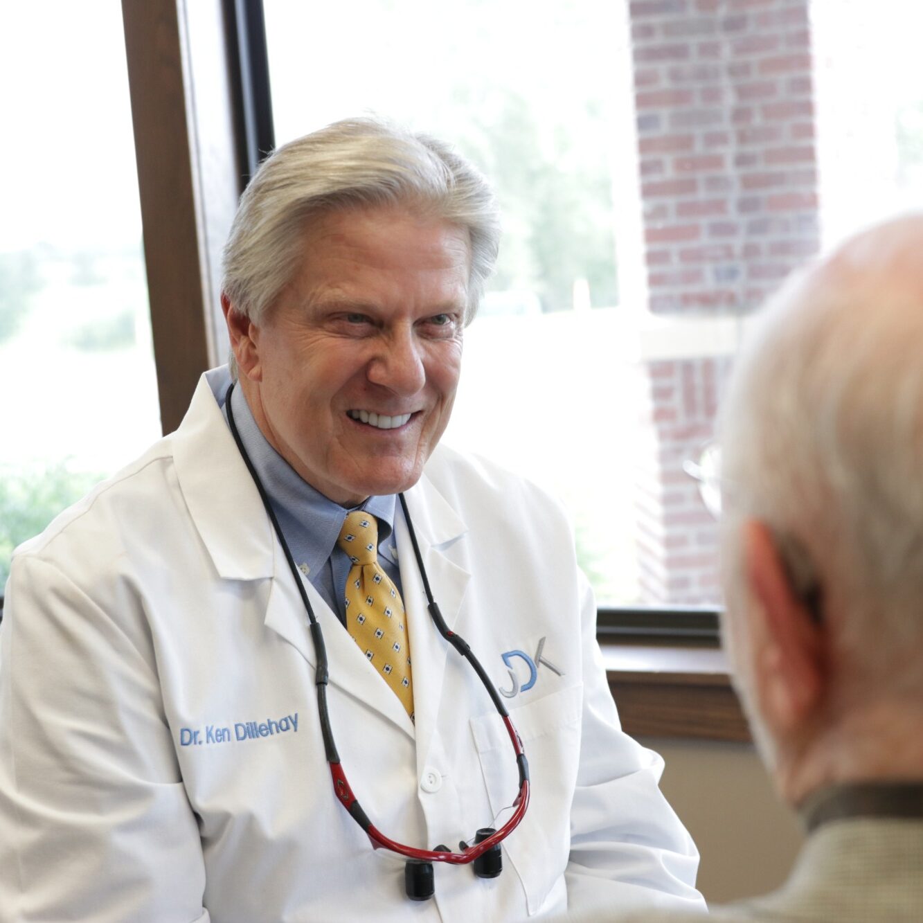 Dr. Dillehay with a patient